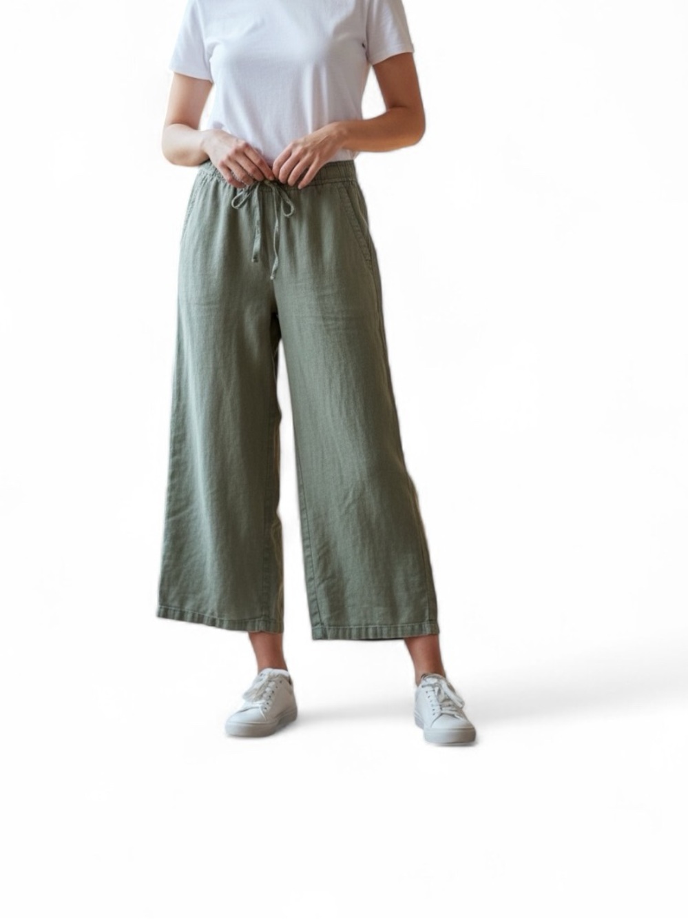 Old Navy High Rise Linen Blend Wide Leg Pants – Forest Green – Relaxed Summer Fi